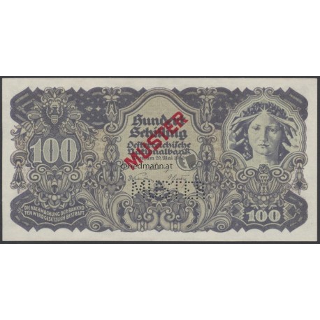 100 Schilling Muster-Banknote