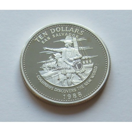 1988 Bahamas, 10 Dollars