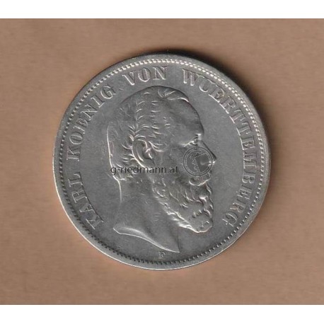5 Mark Württemberg 1876