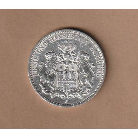 1910- 3 Mark (Ag) - Hamburg, Hansestadt
